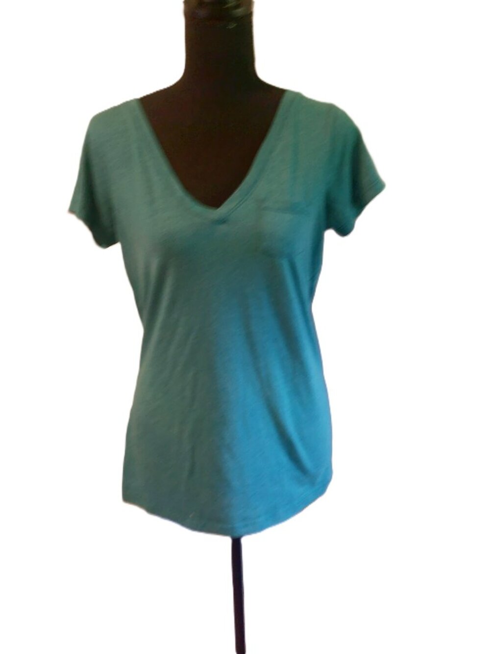 ZINE Women's Teal Heather Short Sleeve V-Neck Pocket T-Shirt - Medium